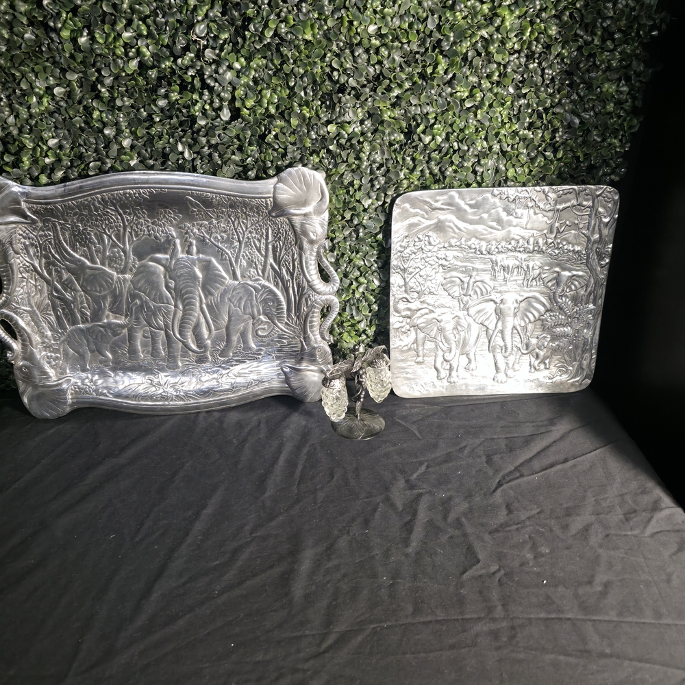 Silver Elephant Embossed Trays